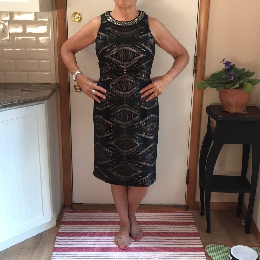 Black lace over blush, beaded dress - worn once.